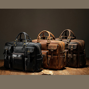 Porte-Documents en <span class=keywords><strong>Cuir</strong></span> Véritable de Vachette Pleine Fleur pour Hommes, Sac à Main Bandoulière Grande Capacité, Multi-Poches Idéal pour Voyage et Affaires - Product Image 2