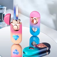 Nouveau gonflable Double feu amour fenêtre transparente métal briquet à gaz petite boîte-cadeau