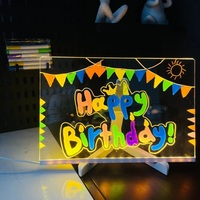 Tableau de dessin LED, tableau d'affichage lumineux avec 7 stylos colorés, tableau de messages DIY effaçable, tableau de peinture, nouveauté pour fêtes G25-95