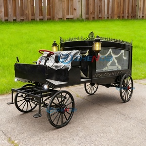 Electric Funeral Hearse Car Coffin Hearse Wagon Luxury Hearse Buggy Cart on Sale Black Dual Function Horse Drawn Funeral Hearse - Product Image 5