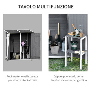 Outsunny Abri de jardin en bois avec 2 portes, armoire à outils de jardin extérieure avec tabouret, 139x75x147/160cm - Product Image 5