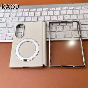 Funda de teléfono de piel sintética KAOU con soporte de anillo magnético y parte trasera transparente para Samsung Z Fold 8, diseño plegable - Product Image 4