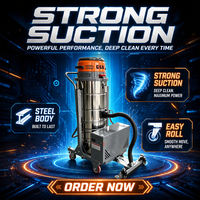 Nouvel aspirateur industriel commercial sans fil 100L haute performance, sec et humide, en acier inoxydable