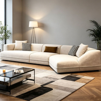 Canapé d'angle modulable Chesterfield en tissu avec option causeuse d'angle irrégulière, prêt à l'emploi pour salon
