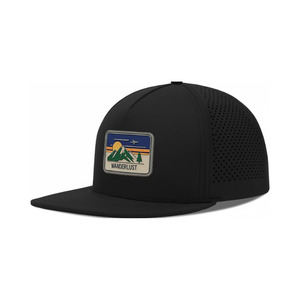 High Quality Structured 5 Panel Laser Cut Hole Perforated Golf <b>Hat</b> <b>Flat</b> Brim Rubber Patch Logo Waterproof <b>Cap</b> For Outdoor Sports - Product Image 5