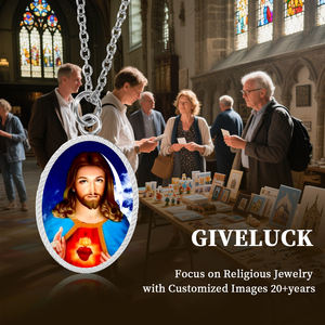 GIVELUCK Ciondolo a Cuore di Gesù in Acciaio Inossidabile per Donna, Regalo Religioso per Matrimonio, Fidanzamento, Anniversario - Product Image 6