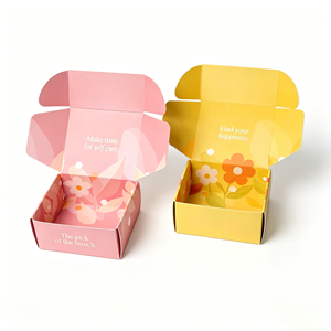 Boîtes d'expédition personnalisées en papier artistique avec laminage brillant, écologiques, impression CMYK, logo, emballage cosmétique pour l'e-commerce - Product Image 1