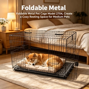 2704 Model <strong>Modern</strong> Foldable Metal <strong>Dog</strong> Cage Double Door Medium Breed Pet <strong>Crate</strong> for Living Room - Product Image 2