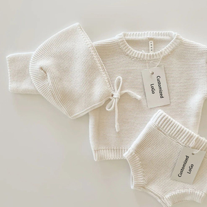 Ensemble de vêtements <span class=keywords><strong>en</strong></span> coton biologique pour nouveau-né, tricoté, pull épais pour bébé, vêtements <span class=keywords><strong>en</strong></span> trois pièces, vêtements <span class=keywords><strong>en</strong></span> tricot - Product Image 4