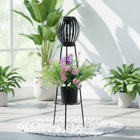 Lampes solaires TSINYE pour l'extérieur avec supports pour plantes, lampadaire sur trépied alimenté par énergie solaire IP65 pour jardin, patio, véranda sans pot de fleurs