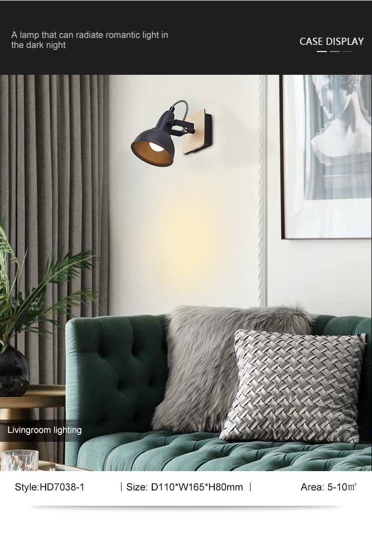 Simple Style Decoration Modern Office Living Room Bedroom Indoor Black E14 Wall Lamp