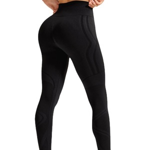 Yogabroeken Cropped yogabroeken met hoge taille, effen, naadloze, vochtafvoerende, sneldrogende fitnessuitrusting met elastische taillebanden - Product Image 5