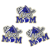 Patch en chenille « Cheer Mom » de 9 pouces, patchs brodés à paillettes de football, grands patchs thermocollants pour vestes et sweats à capuche