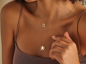 จี้สร้อยคอรูปใยแมงมุมสแตนเลสสตีลเคลือบทอง 18K แบบสั่งทำพิเศษจาก Jietao เครื่องประดับแฟนซีสำหรับเทศกาลฮาโลวีน ดีไซน์สวยเก๋ไม่ซ้ำใครสำหรับผู้หญิง - Product Image 6