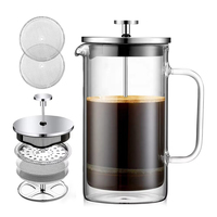 Cafetera Francesa de Vidrio con Filtro de 4 Niveles, Fácil de Limpiar, Nuevo Diseño
