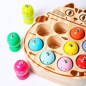 <span class=keywords><strong>Jeu</strong></span> de pêche en bois pour les tout-petits de 1 à 3 ans, apprentissage précoce, motricité fine, jouets en bois - Product Image 4