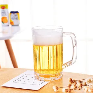 定制牢不可破透明饮用塑料啤酒杯玻璃500毫升啤酒杯带手柄派对酒吧婚礼