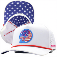 Gorra de Béisbol Personalizada de 5 Paneles con Parche de PVC y Logotipo, Gorras de Golf Impermeables con Perforaciones Cortadas a Láser, Gorra de Golf de Poliéster Verde con Cordón