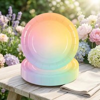 Assiettes en papier pour desserts modernes, colorées, jetables, respectueuses de l'environnement, de haute qualité, avec logo personnalisé, ensemble de vaisselle, 60 à 80 pièces, pour fête