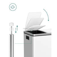 Poubelle de recyclage en acier inoxydable 54L 3x18L Poubelle à pédale Recycler les ordures Poubelle amovible Seaux intérieurs Couvercle silencieux souple Fermer