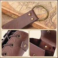 Berenlu 3 PCS Renaissance Accessoires pour Halloween LARP Cosplay Médiéval Vintage Ceinture Pochette En Cuir Brassards