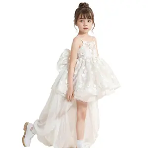 New girls' dress row flower children's dress Western bow