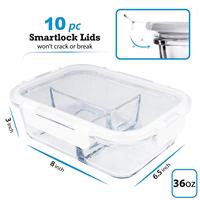 Boîte à lunch multifonctionnelle en verre borosilicate avec couvercle hermétique, compatible micro-ondes, écologique, compartimentée pour