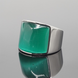 Bague en acier inoxydable pour homme/femme avec pierre d'opale multicolore, style punk, pour mariages, design exagéré - Product Image 6