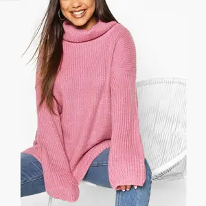 Suéter informal de gran tamaño para mujer, cuello de capucha personalizado, 2022
