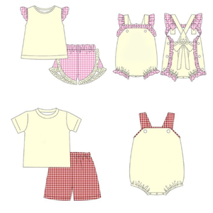 Di alta qualità Custom Baby Boy Tshirt vestito di <span class=keywords><strong>cotone</strong></span> manica corta in bianco per bambini vestiti giallo chiaro neonato ragazzo vestiti Set - Product Image 1