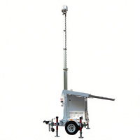 Tour d'éclairage CCTV de remorque mobile de levage électrique 2 panneaux solaires