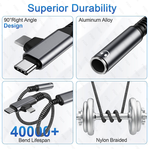 Adattatore USB-L USB-C a Jack per Cuffie da 3,5mm 2 in 2 da 14cm, Caricatore Rapido, Convertitore Aux per iPhone, Galaxy, iPad, Pixel - Product Image 5