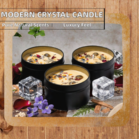 Bougie en cire de soja artisanale de luxe, best-seller, moderne, avec fleurs séchées et cristaux, petite taille, pour décorations de fêtes, anniversaires, Saint-Valentin