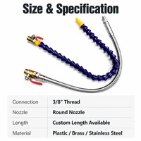 Tuyau de refroidissement flexible de 3/8 pouce, en plastique et acier inoxydable, avec buse ronde et filetage en pouces, pour fraiseuse, tour et machine CNC
