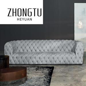 โซฟาสไตล์อิตาลีหรูหราทันสมัยสำหรับโรงแรมโซฟาในร่มหุ้มด้วยผ้ากำมะหยี่สีขาว - Product Image 2