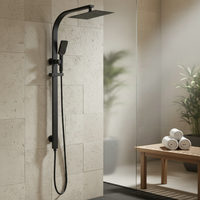 Système de douche de salle de bain noir étanche, ensemble de douche de pluie à montage mural
