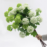 Fleurs artificielles Hortensias - Fleurs en soie de 27,5 pouces de long avec 3 fleurs au toucher réel, Viburnum boule de neige pour la décoration de mariage et de la maison