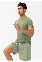 T-shirt de sport léger et uni pour hommes, séchage rapide, en soie glacée, coupe ajustée, pour la course à pied - Vente en gros directe usine