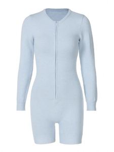 2025 suéter de punto ajustado con cremallera de manga larga para mujer europea americana, mono informal corto de primavera, nuevo diseño transfronterizo - Product Image 5