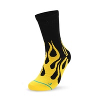 Chaussettes de sport tendance personnalisées à motif flamme, antibactériennes, respirantes, pour exercices en extérieur, en laine mérinos, avec logo sur le bas – Vente chaude