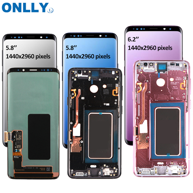 Original S9 Plus LCD with Frame for Samsung Galaxy S9 Plus G965 G965F Display Touch Screen LCD Digitizer Assembly Replacement