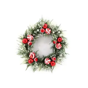 Wholesale Christmas Pine Needles Flowers Wreath Artificial Ball Ornaments For Front Door Target Decoration