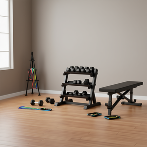 Support de rangement réglable à 3 niveaux pour haltères, en acier au carbone de 91 cm, capacité de 500 kg pour salles de sport à domicile, support métallique pour poids avec stabilité - Product Image 2