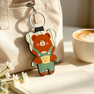 Wholesale Sublimation PU Leather Keychain Blanks DIY Custom Bear Shape Keyring Personalized <b>Keys</b> Organizer for Kid Unisex Gift - Product Image 5