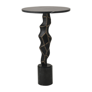 Tavolino Laterale con Base Scultorea Intrecciata e Piano Rotondo Texturizzato, Pezzo d'Arredo Moderno per Soggiorno o Arredamento Casa - Product Image 1