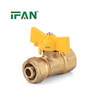 Vanne de compression en laiton forgé IFAN OEM pour gaz naturel, filetée, résistante à la corrosion, vanne PEX, vanne à gaz
