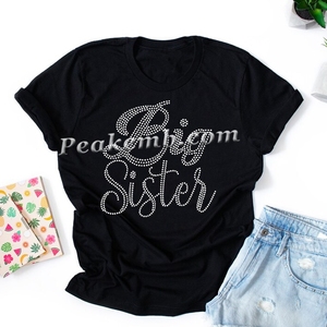 Impression de conception de transfert thermocollant 'Big Sister' en strass cristal personnalisé pour t-shirts - Product Image 4