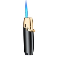 Métal Coupe-Vent Cigarette Jet Gaz Briquet Torche Bleu Flamme Droit Briquet Butane Gonflable Allume-cigare Nouveau Style