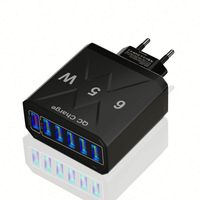6 Port USB QC 3.0 65W chargeurs de téléphone portable adaptateur chargeur mural de voyage pour téléphone US EU UK prises