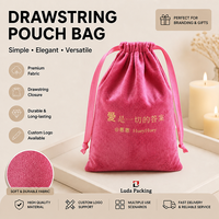 Pochette cosmétique en flanelle douce avec cordon de serrage, sac à pinceaux de maquillage en velours, logo personnalisé imprimé, vente en gros, sac de voyage anti-poussière pour échantillons de soins de la peau